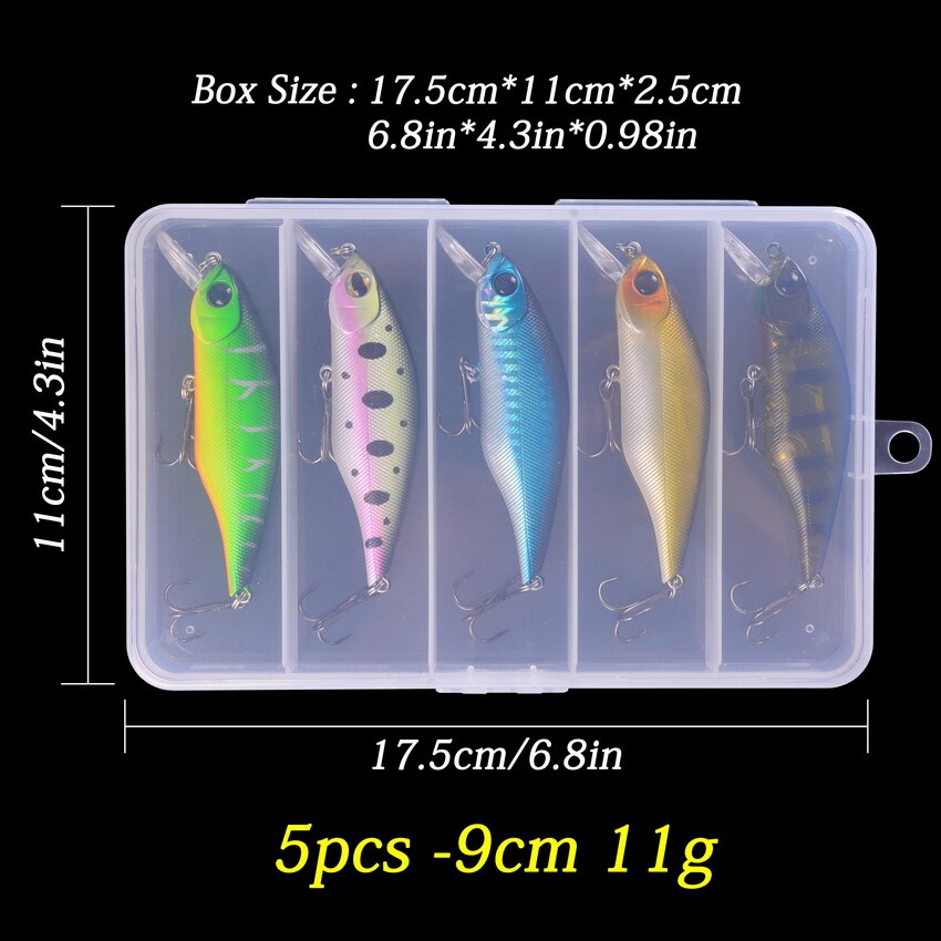 5Pcs Whopper Plopper Aas 10Cm 13G Topwater Vissen Lokken Set Drijvende Potlood Popper Harde Aas Wobbler Roterende staart Met Doos: BF0034