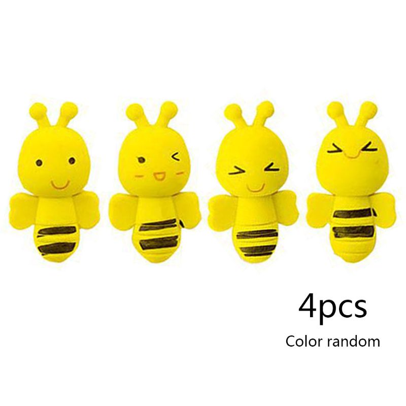 4Pcs Cute Mini Animal Insect Little Yellow Bee Erasers Rubber Pencil Erasers School Office Supply