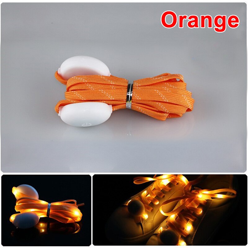 1 par uden slips lazy led sportssko snørebånd lysende snørebånd glødende sko snore runde blitzlys snørebånd batterier medfølger ikke: Orange