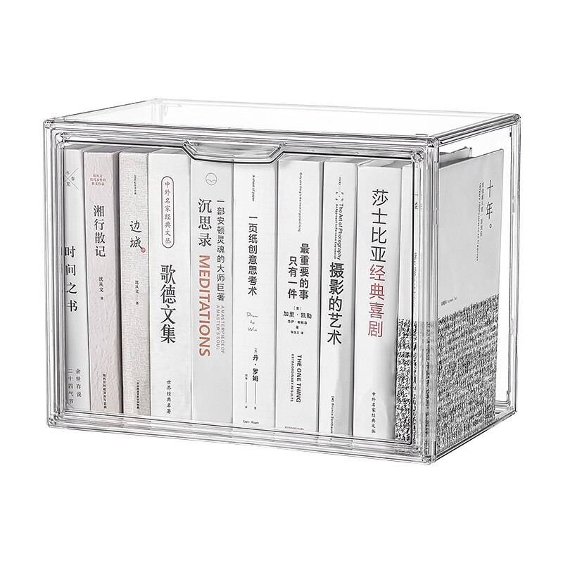 Desktop book organizer gennemsigtig støvtæt magasin opbevaringsboks fortykket plast reol kontor indretning bogreol vitrine: Default Title