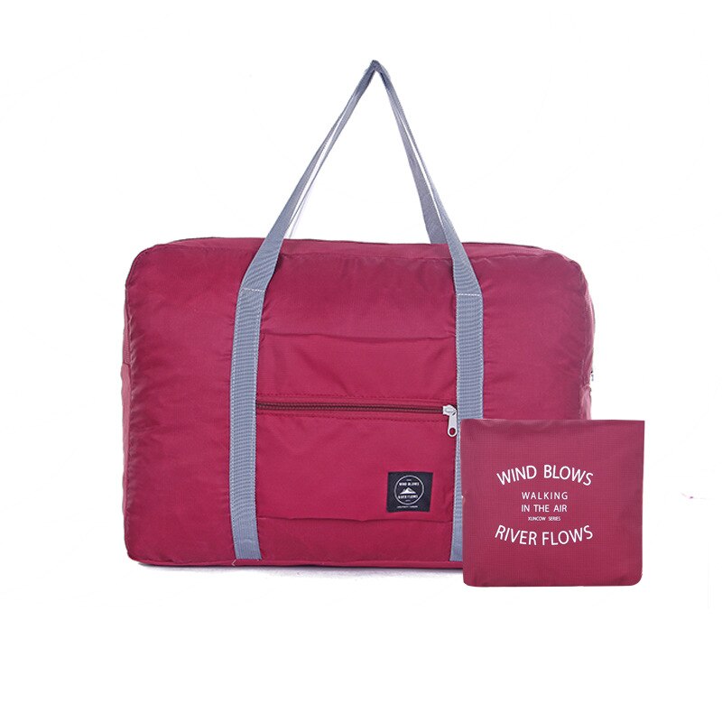 Large Duffle Bag Capacity Foldable Travel Bags Nylon Luggage Suitcase Bags For Men Women Travel Aircraft Package Packing Cubes: Wine red-A