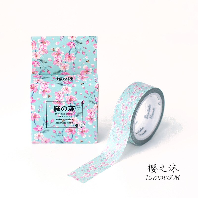 Söt körsbärsblomning säsong japansk washi tejp papper gör-det-själv dekor scrapbooking planerare självhäftande maskeringstejp kawaii brevpapper