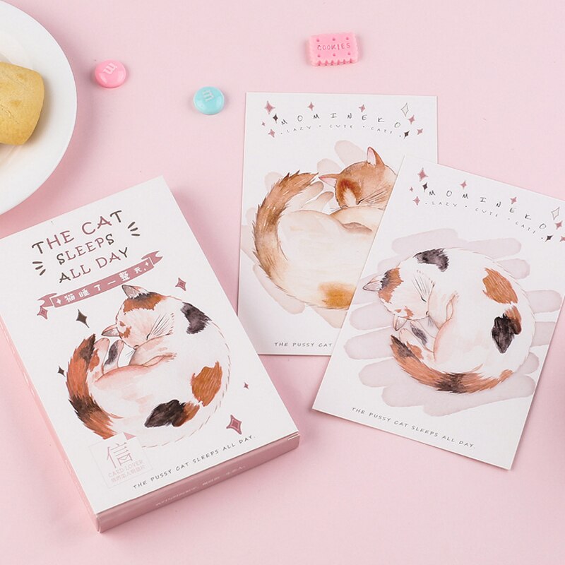 30 Pcs/lot Cute Retro age Greeting Card Postcards Birthday Christmas Greeting Card Office School Supplies: Cat sleeps all days