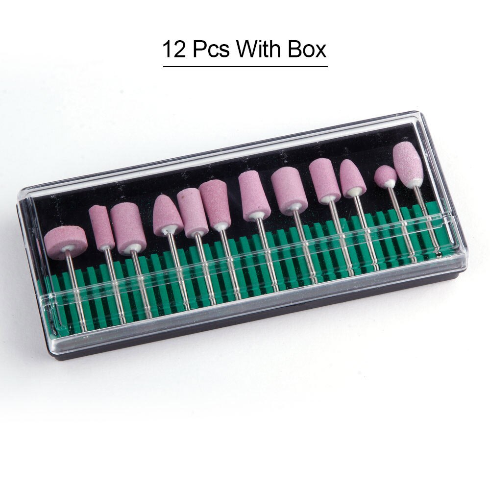 12Pcs Ceramic Nail Drill Bits Manicure Head Replacement Device For Pedicure Electric Manicure Drill Accessory Mill Cutter File: With Box