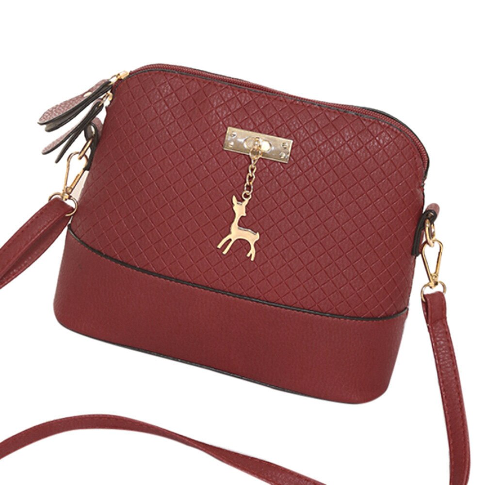 Women Shoulder Bag Messenger Bags Mini Bag Deer Toy Shell Shape Bag Shoulder Bags Bolso Bandolera Mujer ##0: Burgundy