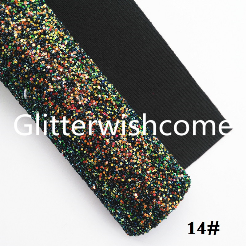 Glitterwishcome 21X29CM A4 taille paillettes tissu, gros cuir pailleté, Faux cuir PU tissu vinyle pour les arcs, GM502A: 14