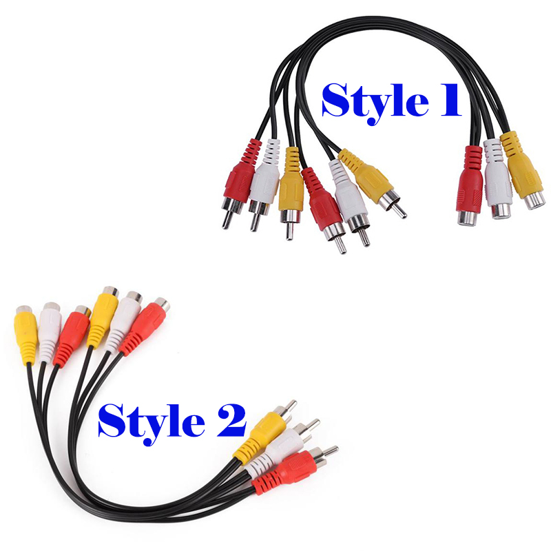 24 cm 3 RCA Stecker auf 6 Cinch-buchse Stecker Audio Video AV Kabel Adapter RCA Jack Splitter Kabel Verlängerung AV Kabel Für TV DVD