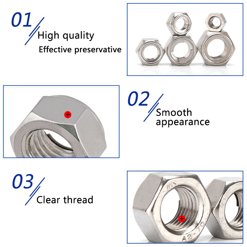 304 Stainless Steel Hex Lock Nut Self-locking Locknut Hexagon Head Locking Nut M3 M4 M5 M6 M8 M10 M12