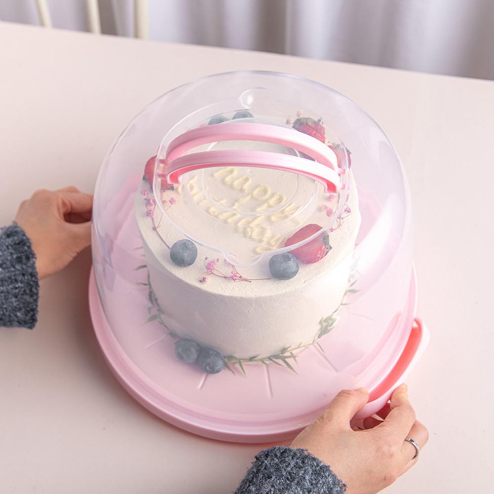 Portable Kitchen Cake Box Waterproof Plastic Handheld Cake Package Container for Carrying Cupcake Dessert Fruit Storage Carrier