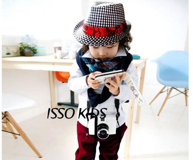 retail One piece Plaid Boys Fedoras baby cap