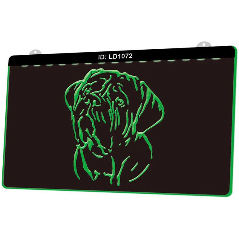 Ld1072 honden 3d graveerbare led-lichtborden meerdere kleuren gratis verkoop