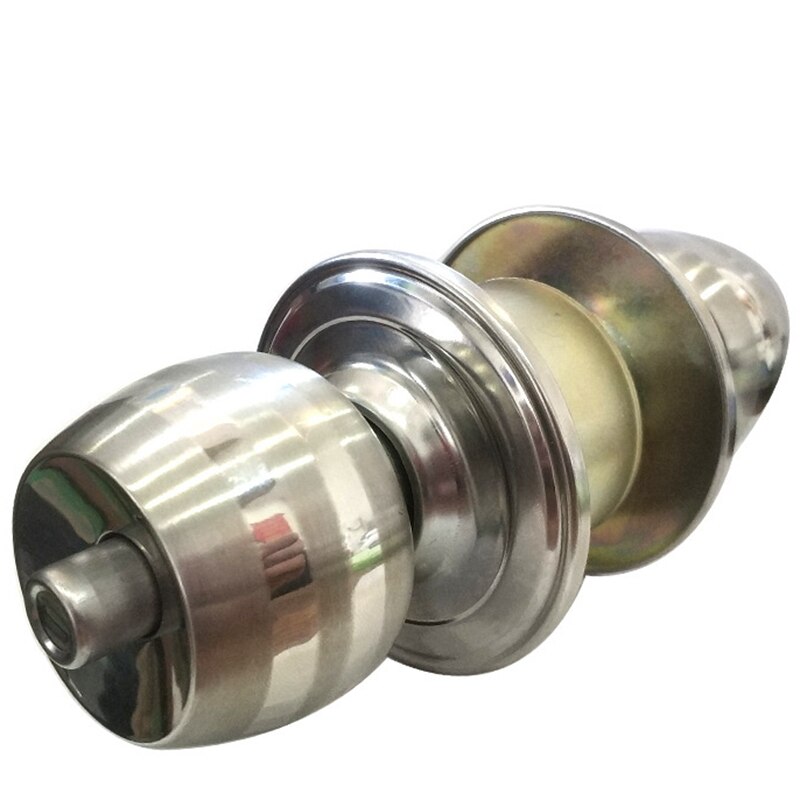 Round Door Handle Door Knobs Lock Stainless Steel Entrance Passage Door Lock with Key for Bedroom Living Room Bathroom