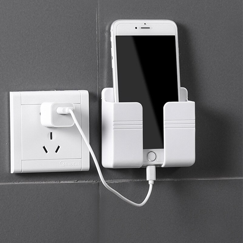 Wandmontage Organizer Opbergdoos Afstandsbediening Gemonteerd Mobiele Telefoon Plug Muur Houder Opladen Multifunctionele Houder Stand Thuis
