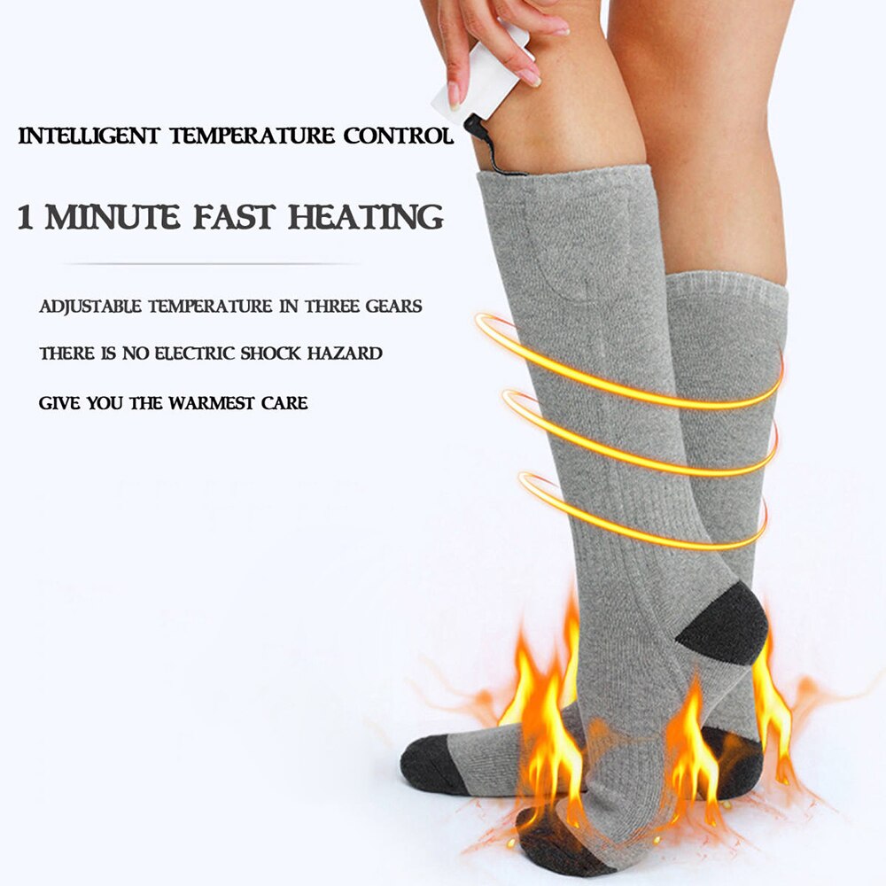 Unisex Winter Heated Socks With Battery Rechargeable Temperature Adjustable Electric Carbon Fiber Heating Warm Feet Cotton Sock