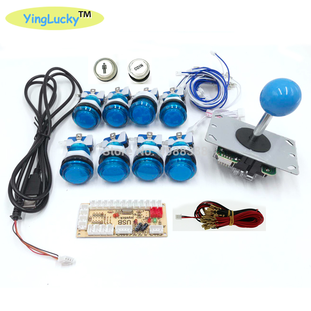 Joystick de atraso zero arcada kit diy led botão + joystick + usb codificador chicote de fios controlador usb para arcade mame jogo arcade: blue