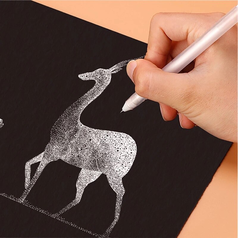 8mm White Highlighter Pen Liner Sketch Markers Scribble Pen Manga School Art Supplies Students