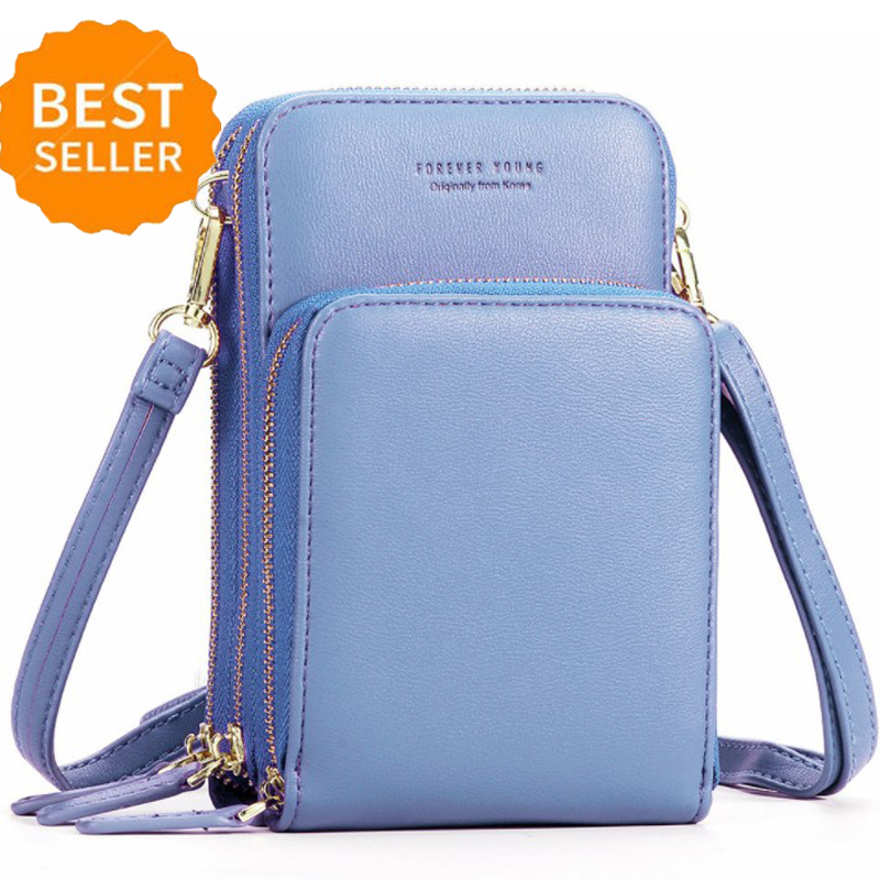 Small Crossbody Cell Phone Purse for Women Mini Messenger Shoulder Bag Wallet with Credit Card Slots: Sky blue