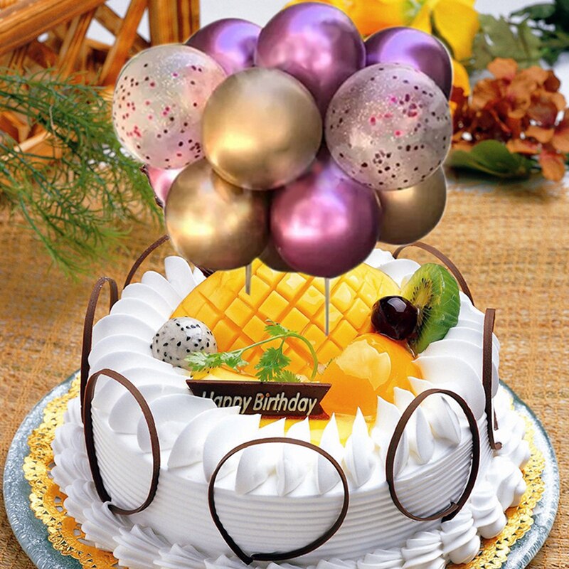 10Pcs 5 Inch Metalen Ballon Cake Topper Confetti Ballon Cake Topper Balonsfor Bruiloft Verjaardag Baby Shower Decor Home Decoration: Type 2