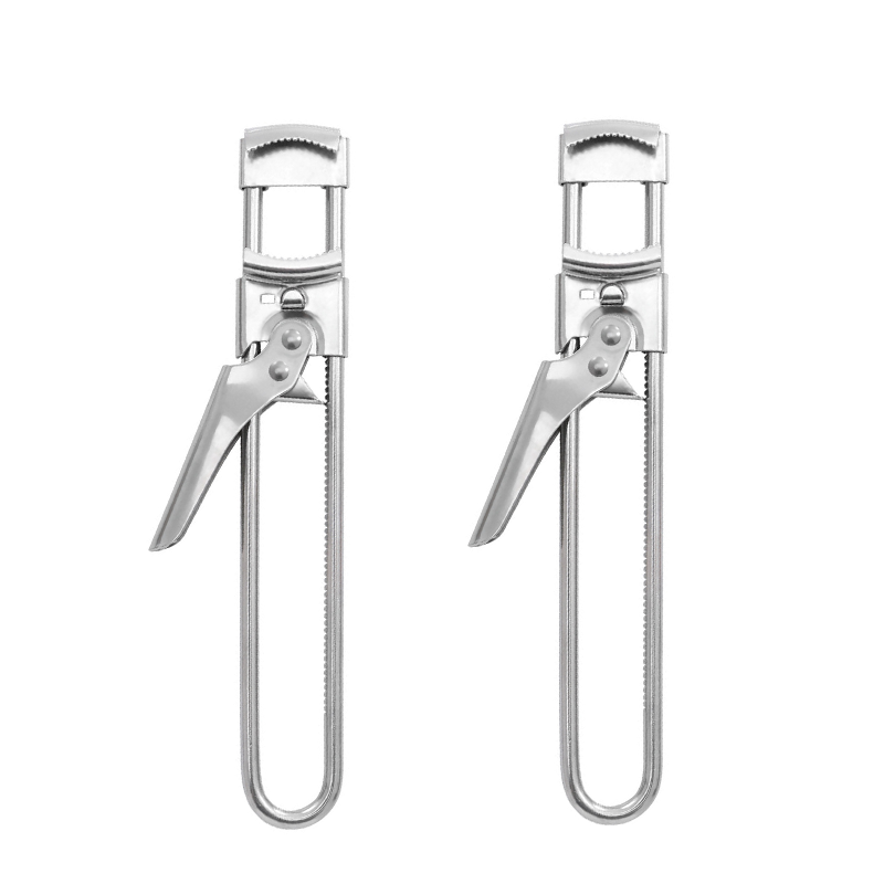 Abridor de latas ajustable, abridor de tarros de acero inoxidable antideslizante, abridor de latas con tornillo que ahorra trabajo, accesorios de cocina, herramientas: Verde