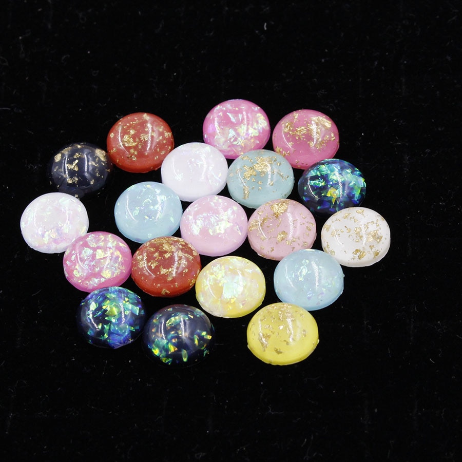 12 mm 50 stk flatback harpiks opal sten prikket runde rhinestones cabochons perler flad ryg harpiks til gør-det-selv øreringe/hårdekoration