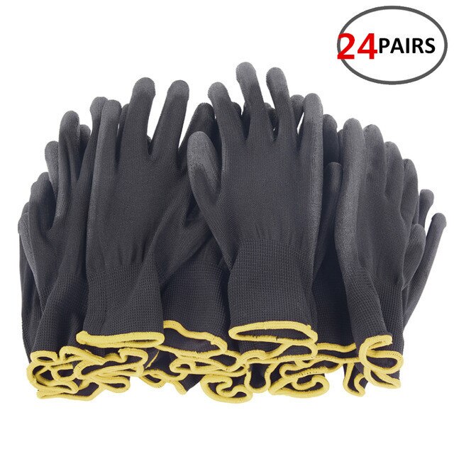 Guantes de trabajo de seguridad de nailon para carpintero, Guantes Recubiertos de Palma, suministros para trabajadores de reparación, 12 pares, 24 pares: M 24 pairs