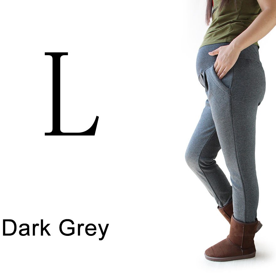Big Size Winter Maternity Velvet Leggings XL XXL 3XL 4XL Adjustable High Elastic Legging Pants For Pregnant Women Warm Clothes: Dark Gery L