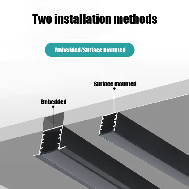 Tira de luces Led de perfil de aluminio negro/plateado, difusor de 2835 5050 canales, iluminación de línea de pared interior, barra de luz magnética para armario de cocina