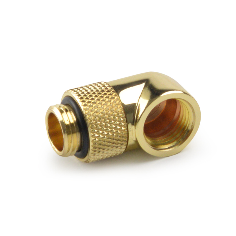 Syscooling rotary elbow 90 degree fitting G1/4 thread copper fitting anti-leaking compression fitting for PC water cooling: Gold color