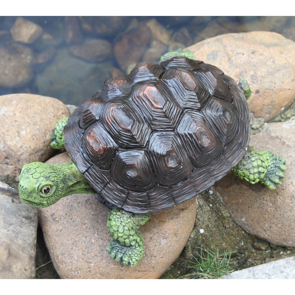 Resin Craft Realistic Turtle Statue Pond Ornament Home Art Decor