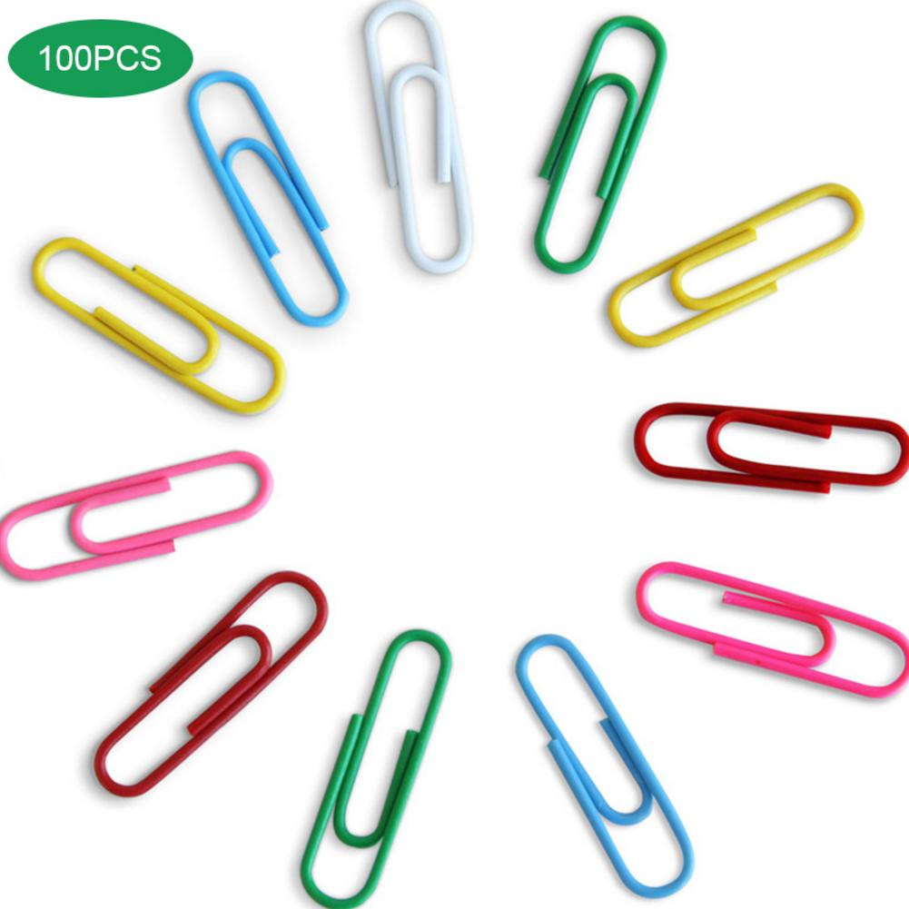 Lot de 100 trombones colorés pour notes classées, pour enfants, étudiants, papeterie scolaire, fournitures de bureau