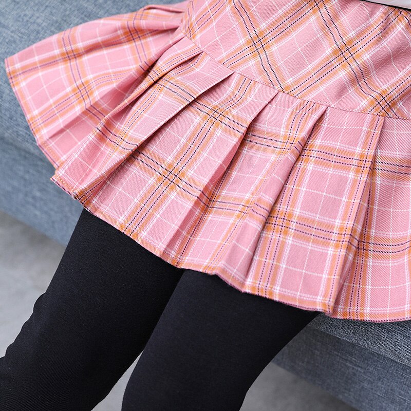 Ropa Infantil de Primavera de 3 a 8 años, pantalones para niños y niñas, falda bonita plisada, pantalones ajustados calcetas, falda tutú a cuadros, pantalones de invierno