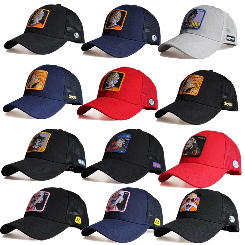 Sombrero de malla Z de dibujos animados, geniales, Goku, Vegetto, Lunch, Saiyan, sombreros de béisbol, gorra de mujer, Unisex