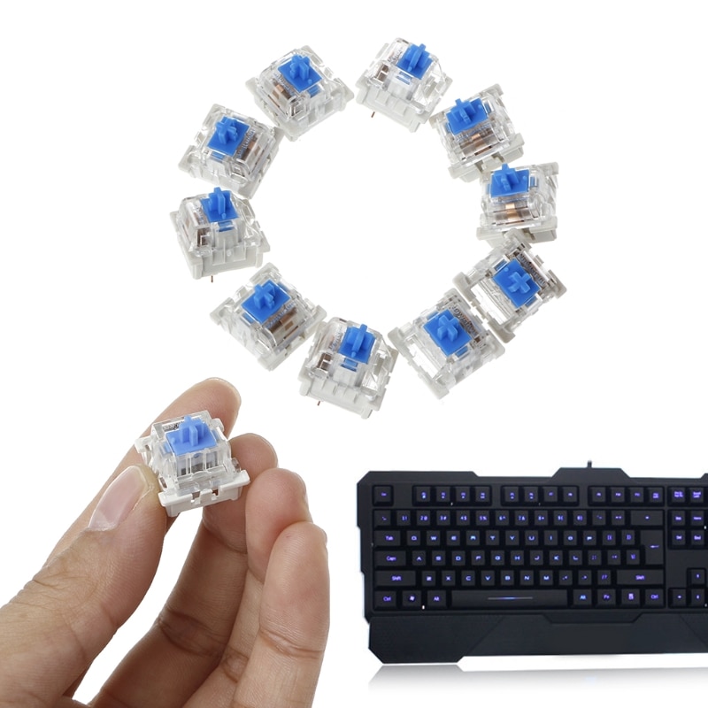 10Pcs 3 Pin Mechanical Keyboard Switch Blue Replacement For Gateron Cherry MX
