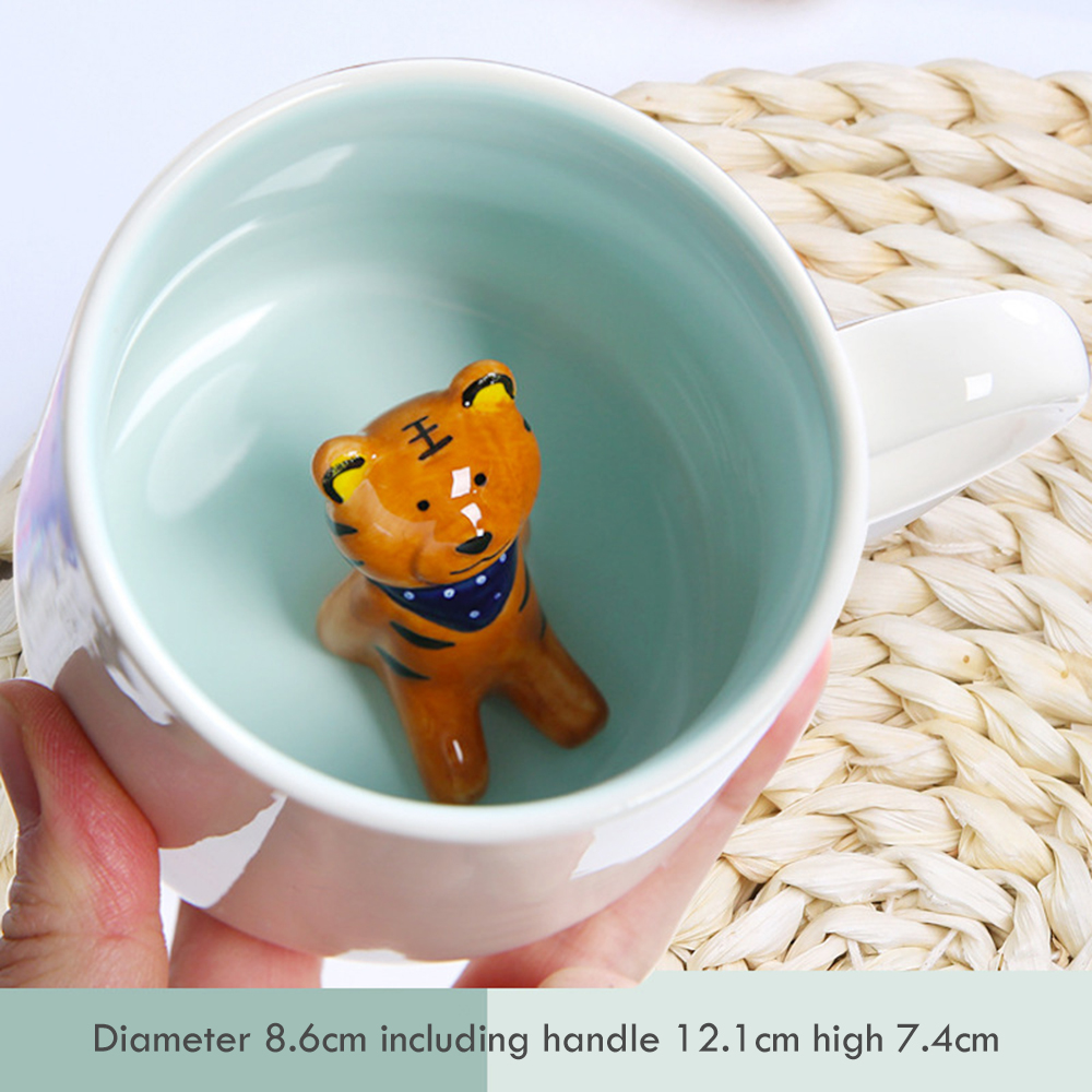 Taza de cerámica con forma de Animal en 3D para café, Panda, vaca, variedad de animales tridimensional, de cumpleaños