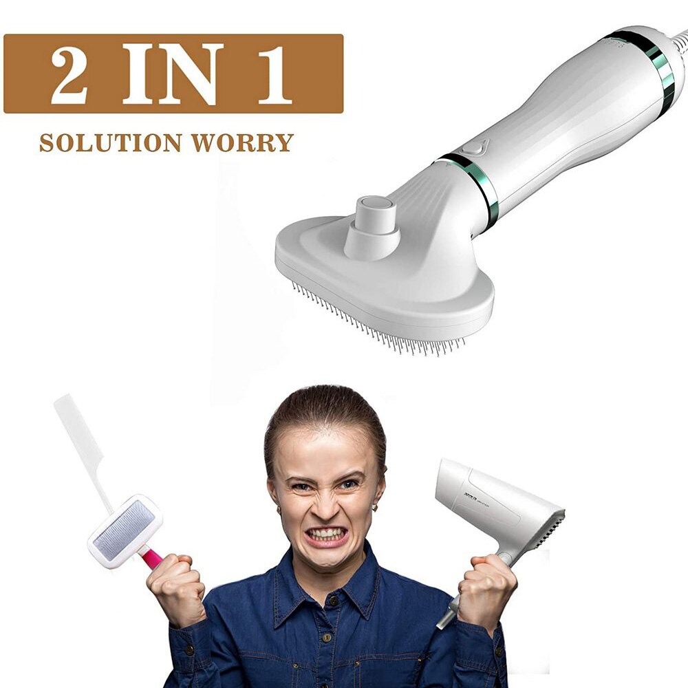 Portable Dog Dryer 2-In-1Hair Dryer for Dogs Adjust Temperature Low Noise Pet Dryer Dog Grooming Comb Fur Blower