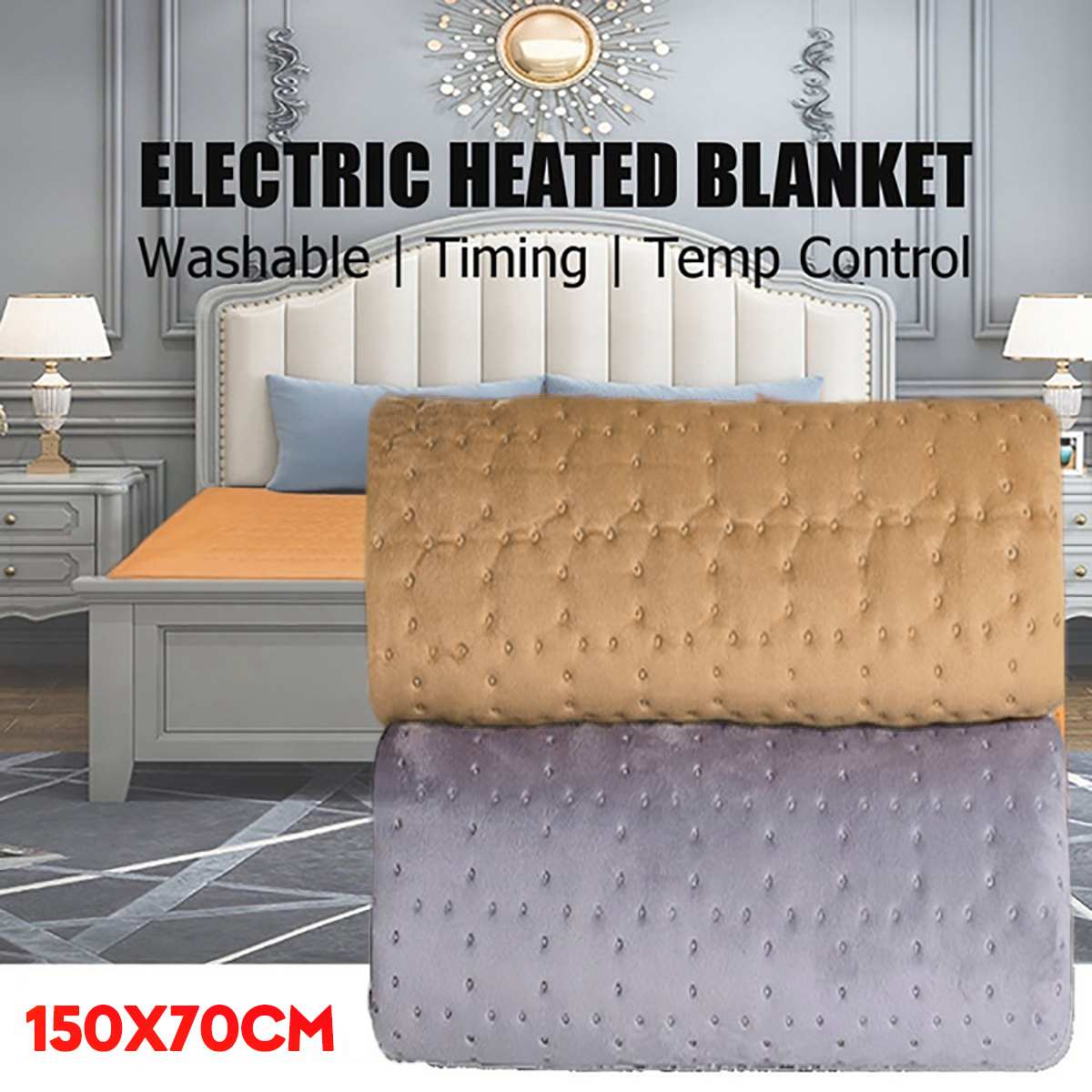 Warm Elektrische Deken Smart Control Verwarmde Deken Elektrische Verwarming Deken Verwarmde Mat Timing 2/4/8H 5 Niveau Temp Controle