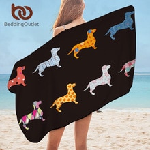Beddingoutlet dachshund badehåndklæde badeværelse hvalp mikrofiber badehåndklæde til voksen farverig hund strandmåtte tegneserie toalla 75 x 150