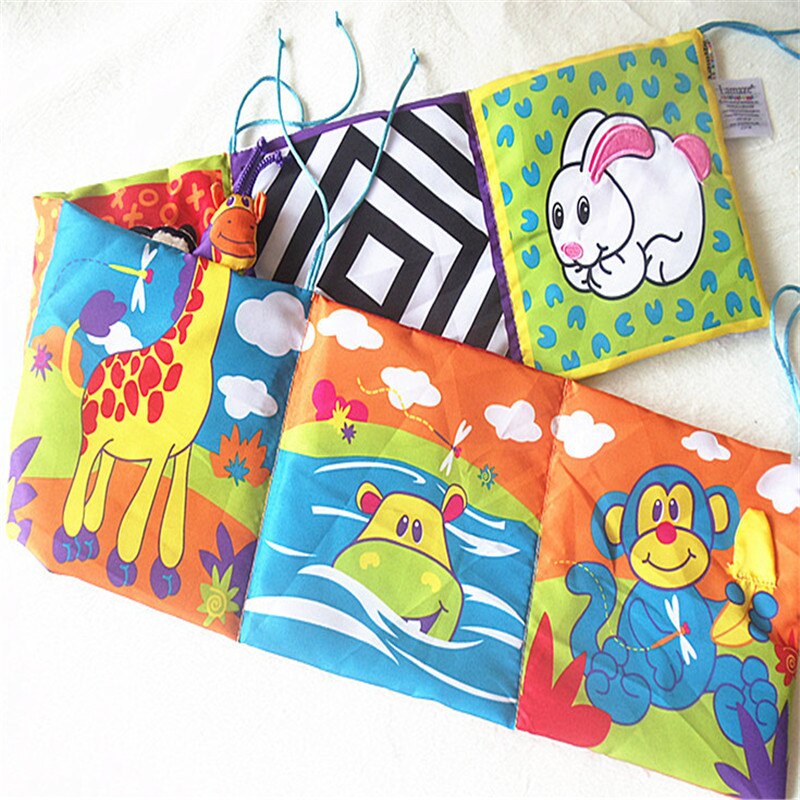 Baby Bed Bumper Cartoon Animal Crib Bumper Speelgoed Baby Doek Boek Rammelaars Kennis Rond Multi-touch Bed Bumper Voor kids