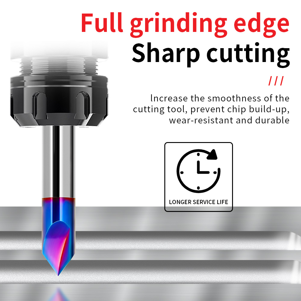 Augusttools Cnc Carbide Afkanten Frees Gecoat 3 Fluit Ontbramen Frees Graveren Carving Router Bit Gereedschap 60 90 120R