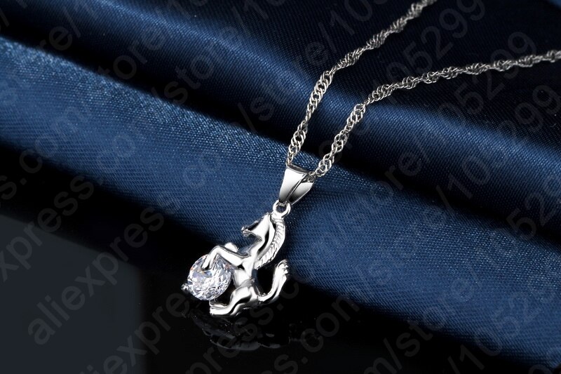 Beste Trendy Paard Hanger 925 Sterling Zilveren Fijne Sieraden Kubieke Zirkoon Ketting Earring Voor Vrouwen Wedding Set