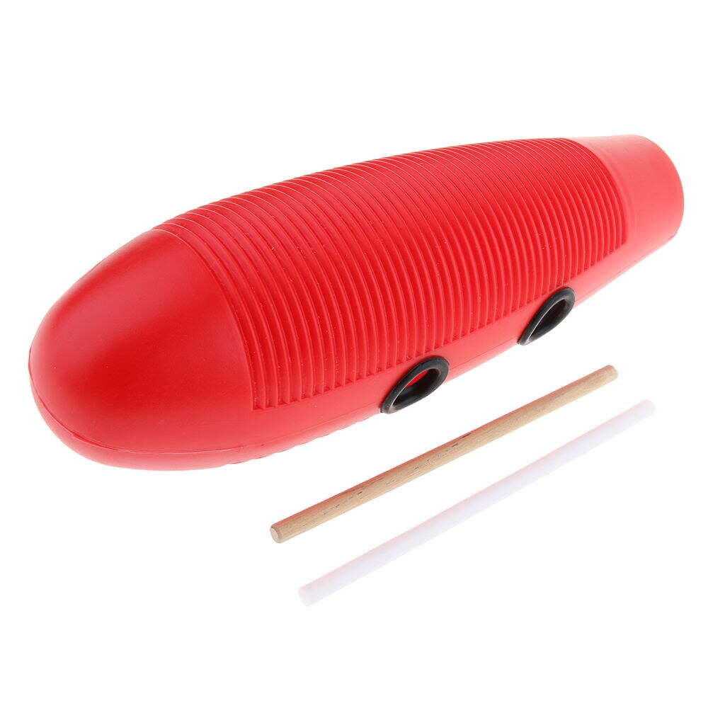 Guiro con 2 rascadores, instrumento Musical de percusión latina, Rojo