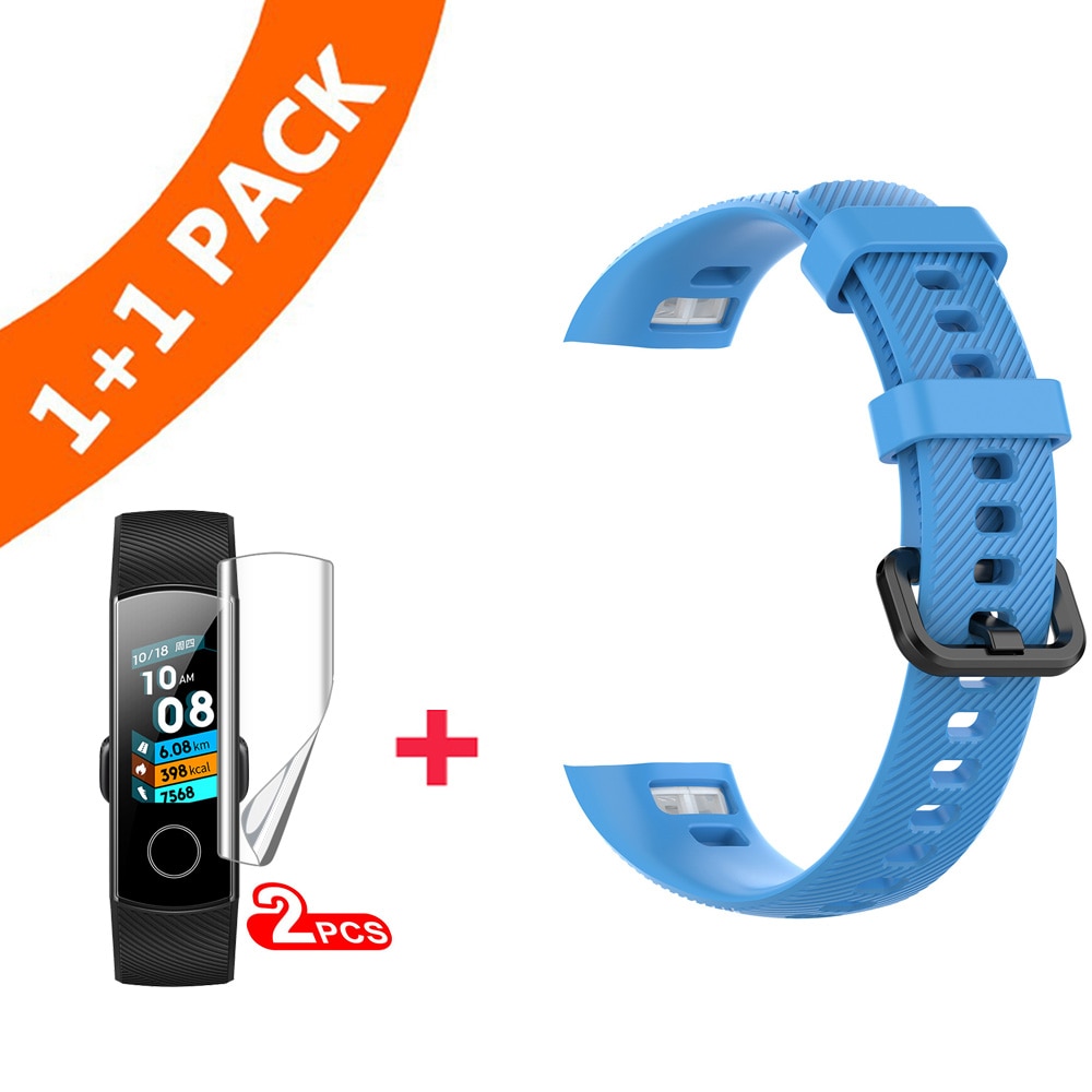 Handgelenk Gurt Für Huawei Honor Band 4 Strap Silikon Armband Armband Für Huawei Ehre Band4 Band 5 Strap Mit Schutzhülle film: Light Blue