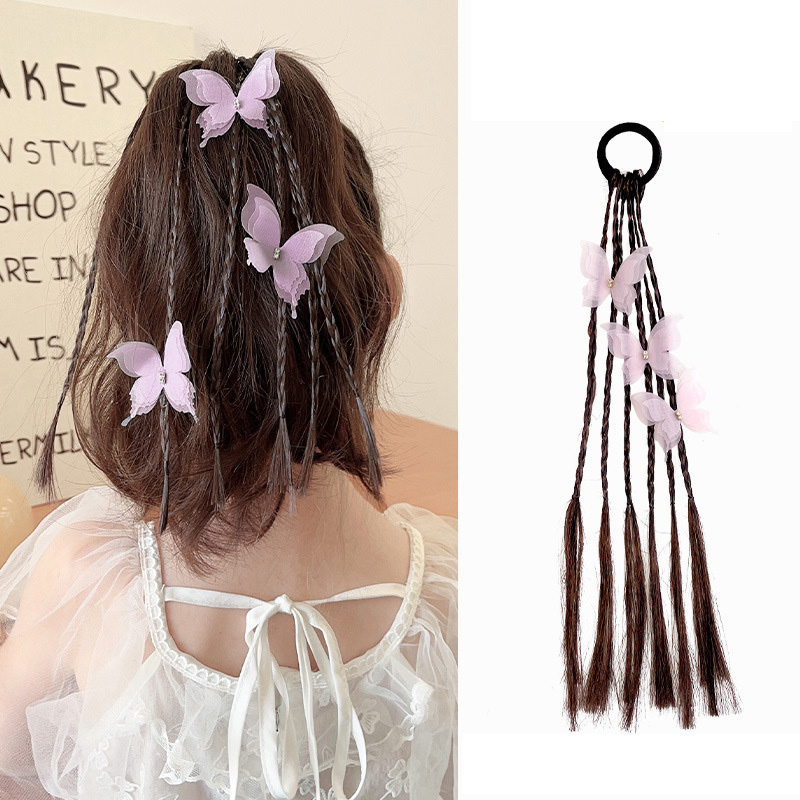 1 unidad de pelucas con Orejas de conejo y lazo para niñas, coleteros, bandas de goma, bandas para el cabello, tocados encantadores, accesorios para el cabello para niños, adorno para el cabello: Rosa