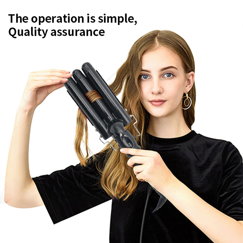 LCD Digital Display Hair Curling Iron Machine Hair Crimper Automatic Curls Air Hair Curler Electric Splint 3 Tubes Hair Curlers