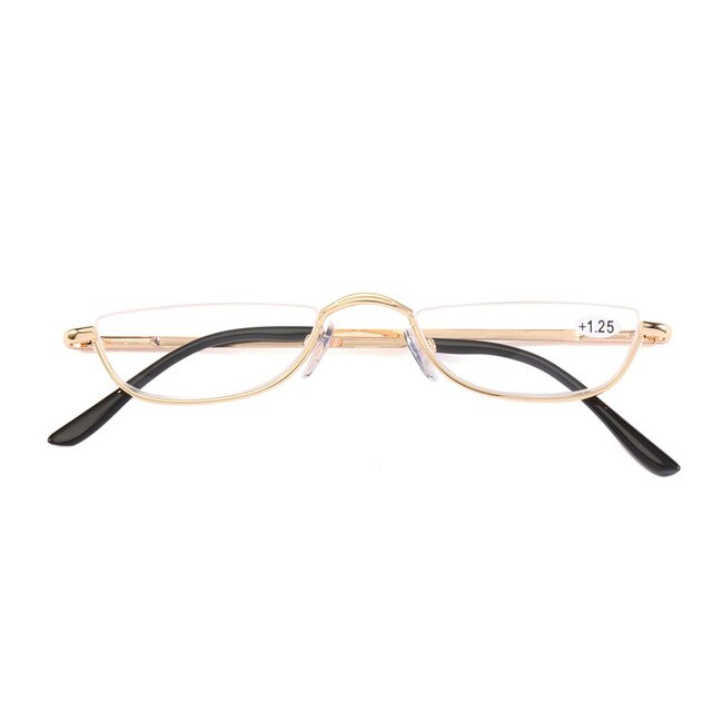 Begreat Half Frame Metalen Leesbril Mannen Presbyope Bril Vrouwen Bril Unisex Brillen Очки Для Чтения Ultralight Clear: +150 / gold