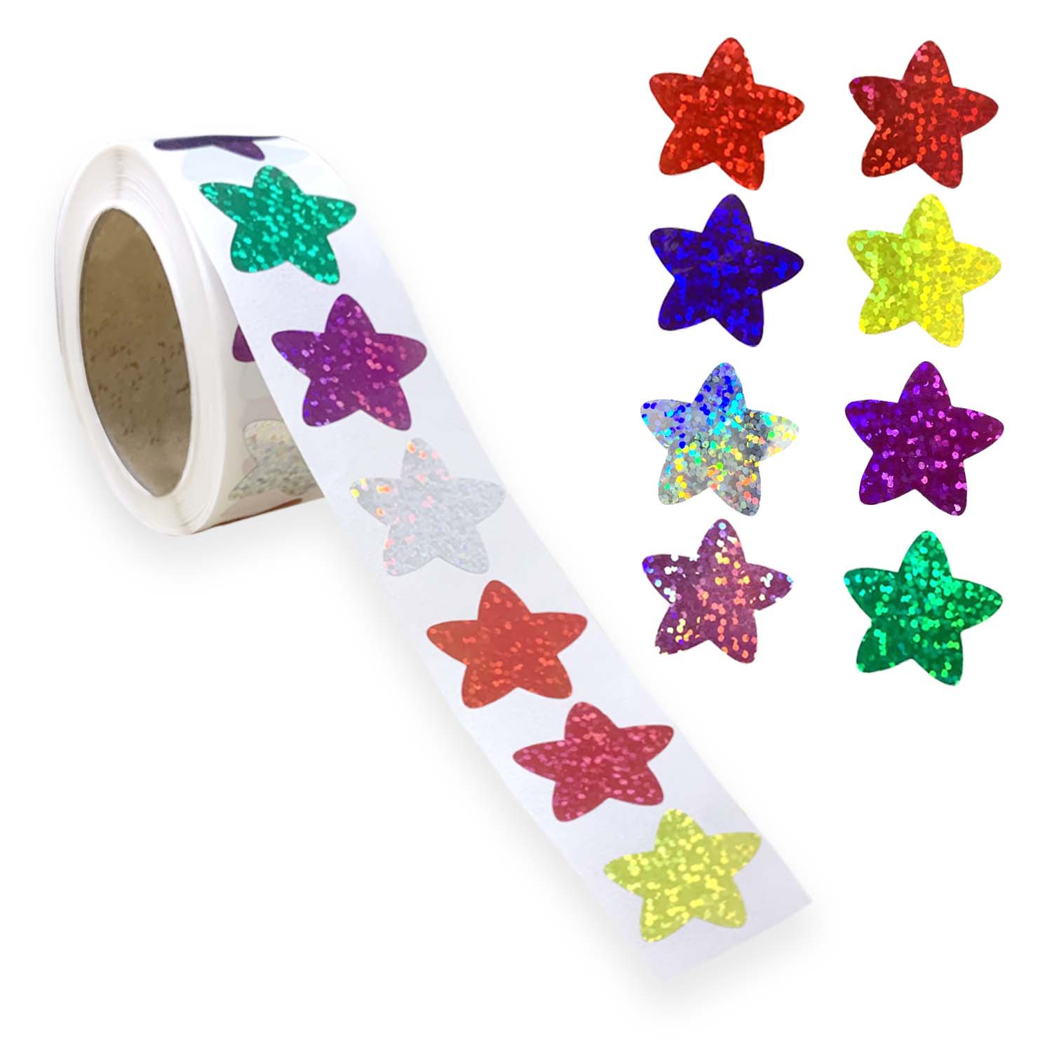 500pcs Glitter Star Stickers for Kids Reward Foil Star Adhesives Labels for Student Behavior Planner School Classroom Supplies: Clear
