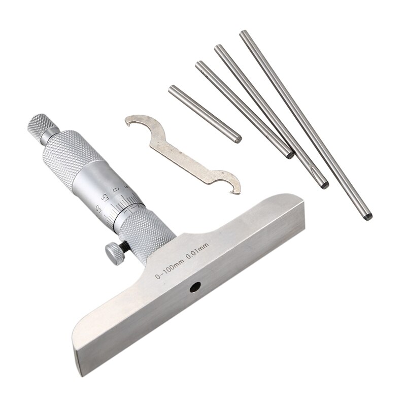 Micrómetro de profundidad de 0-100MM, micrómetro de profundidad, herramienta de medición precisa, herramienta de medición de diámetro interior pequeño: Default Title
