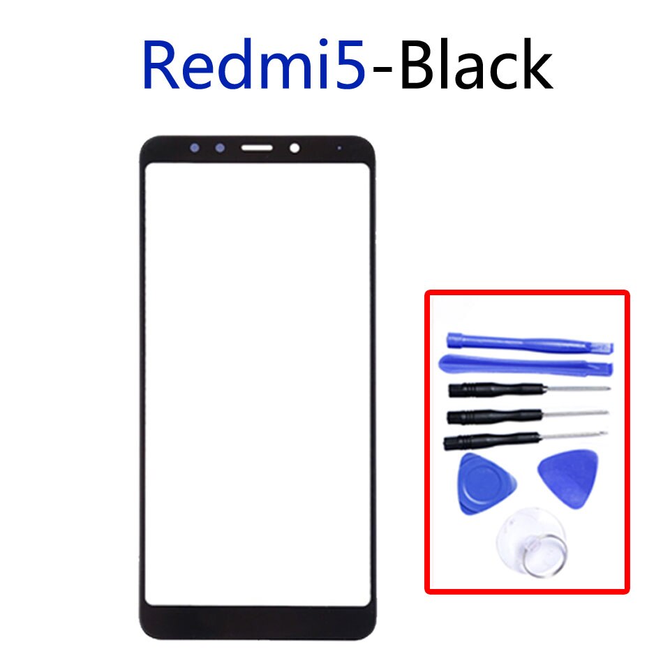 Redmi5 Voorpaneel Voor Xiaomi Redmi 5 Redmi5 Touch Screen Voorpaneel Glas Lens Outer Glas Voor Redmi 5 Plus 5 Plus: 5-Black-With tool