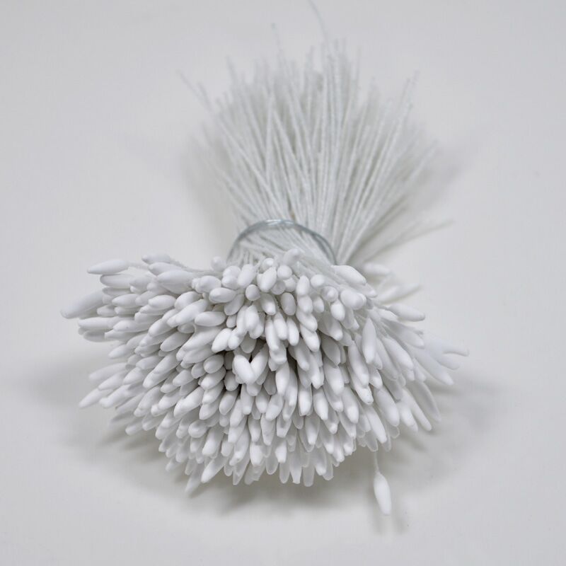 390Pcs 2Mm Enkele Hoofden Meeldraden Diy Kunstmatige Mini Bloemen Bloem Meeldraden Stamper Gedempt Kleur Meeldraden: No 1 white