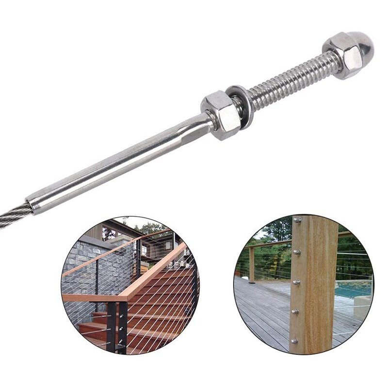 10 Paare Gewinde Terminal Zucht und Stemball Gesenk Kabel Spann Marine Geländer Bausatz für 1/8 zoll Kabel Deck geländer